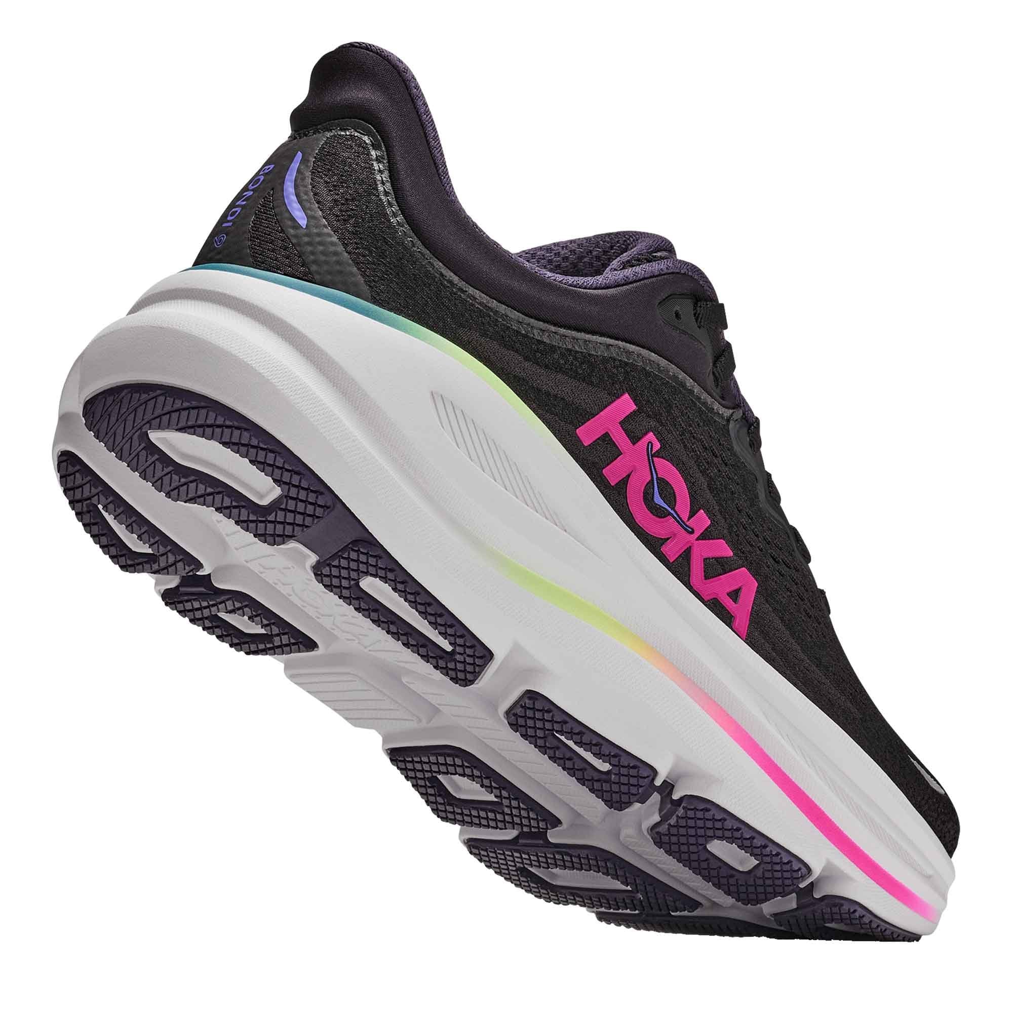Bondi 9 Womens Running Shoes Black/Neon Dragonfruit